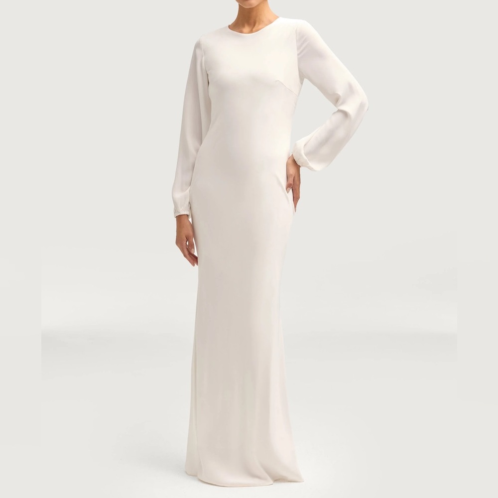Veiled Kamila Satin Maxi Dress in White